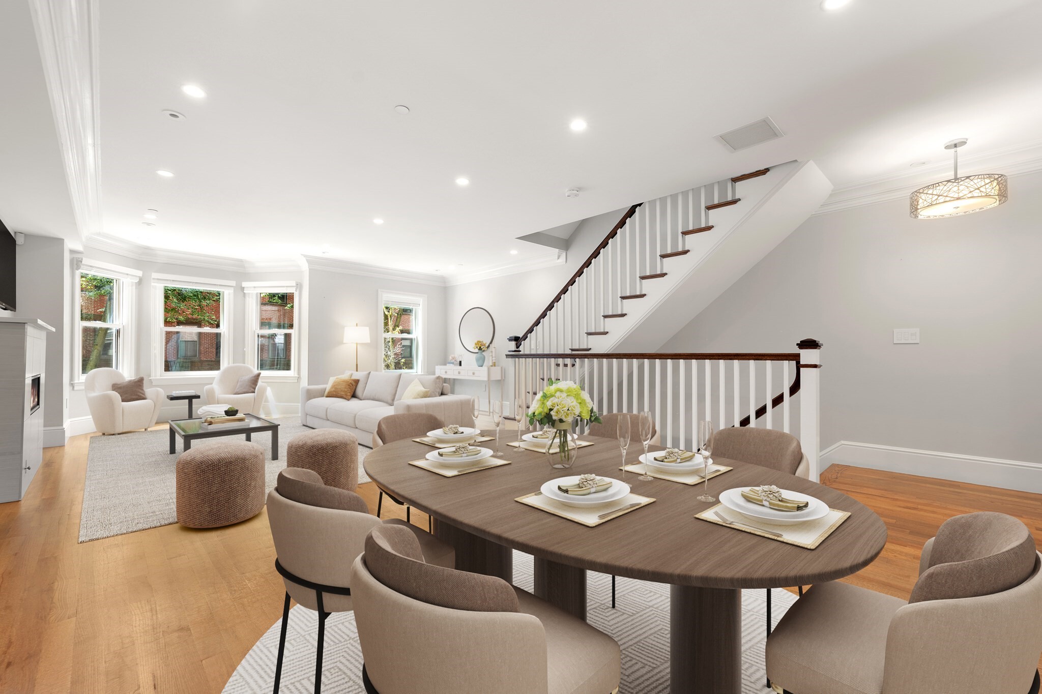 2016 New Construction/Gut Renovation of a 5-five story 2 unit brownstone offers a rare opportunity for multigenerational living, guest accommodations, owner occupied residence with income or au pair suite. Penthouse triplex with 3+ beds and ONLY 1 FLIGHT from the sidewalk features two living areas as well as rear and roof decks. Parlor duplex with 2 beds offers direct access to private patio and 2 full side-by-side parking spaces. Chef's kitchens with Thermodore appliances, gas fireplaces, central AC, open concept living, king-sized primary suites, walk-in closets, en-suite baths with step-in showers/double sinks, in unit laundry and oak hardwood floors. Follen Street is a peaceful dead end street on the Southwest Corridor that offers optimal proximity to private schools, dog parks, playgrounds, Pru Mall, Copley Square, Back Bay Trains and the conveniences of Boston's premier neighborhoods just moments from your door.